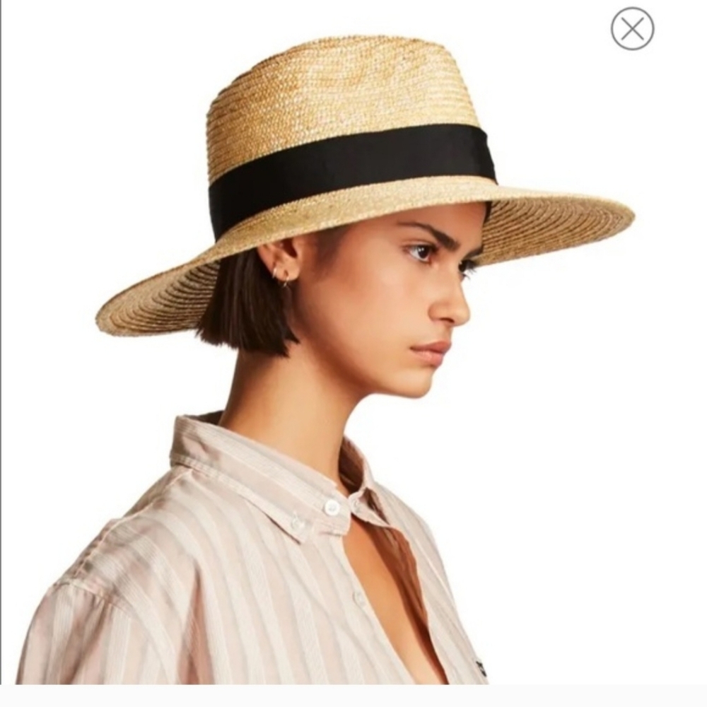 Brixton Johanna Natural Straw Wide-Brim Hat with Black Band XS